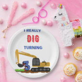 Assiettes En Carton Enfants Je Creuse Vraiment Tourner 3 Excavateur (Fête)