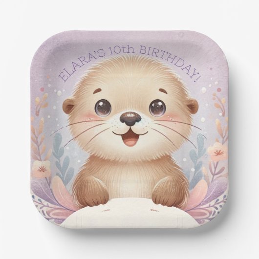 Assiettes En Carton Enfants Lilac Sea Otter mignonne fête d'anniversai