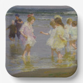Assiettes En Carton Enfants marchant sur la plage (par E.H. Potthast) (Recto)