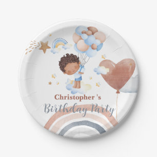 Assiettes En Carton Enfants mignons Ballon Garçons Afro-américains Ann