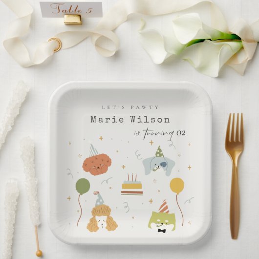 Assiettes En Carton Enfants mignons Chiens de marionnettes pawty N'imp (Mariage)