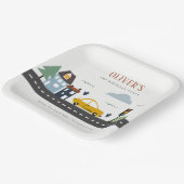 Assiettes En Carton Enfants mignons Véhicule Urbain Voiture Route N'im (Angulaire)