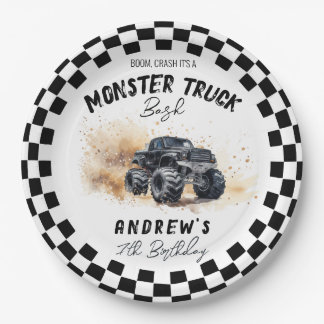 Assiettes En Carton Enfants modernes Black Monster Trucs Anniversaire