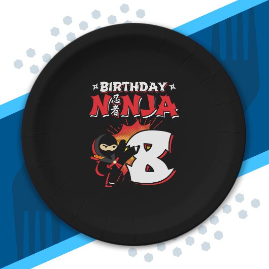 Assiettes En Carton Enfants Ninja Cadeau de fête d'anniversaire - 8 an
