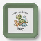 Assiettes En Carton Enfants personnalisés Dinosaure Anniversaire (Recto)