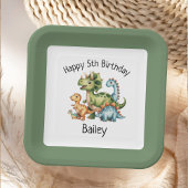 Assiettes En Carton Enfants personnalisés Dinosaure Anniversaire