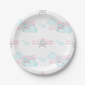 Assiettes En Carton Enfants Pink Avion Volant Aviation Anniversaire (Devant)