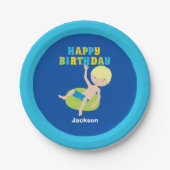 Assiettes En Carton Enfants Pool Party Blonde Garçon natation Annivers (Devant)