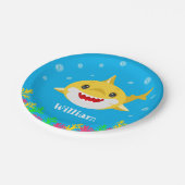 Assiettes En Carton Enfants requin jaune Personnalisé Anniversaire (Angle)