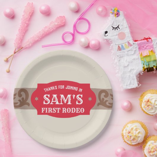 Assiettes En Carton Enfants Rodéo Rouge/Brown Western Anniversaire Par (Fête)