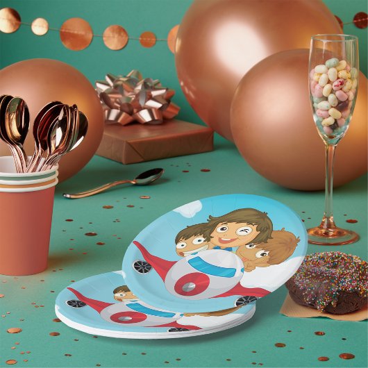 Assiettes En Carton Enfants Sur Un Avion