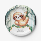 Assiettes En Carton Enfants Whimsical Sloth Anniversaire (Devant)