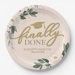 Assiettes En Carton Enfin Fait Fête de Remise des Diplômes Florale Ros