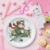 Assiettes En Carton English Bulldog Pilot Airplane (Fête)