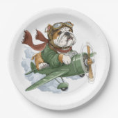 Assiettes En Carton English Bulldog Pilot Airplane (Devant)