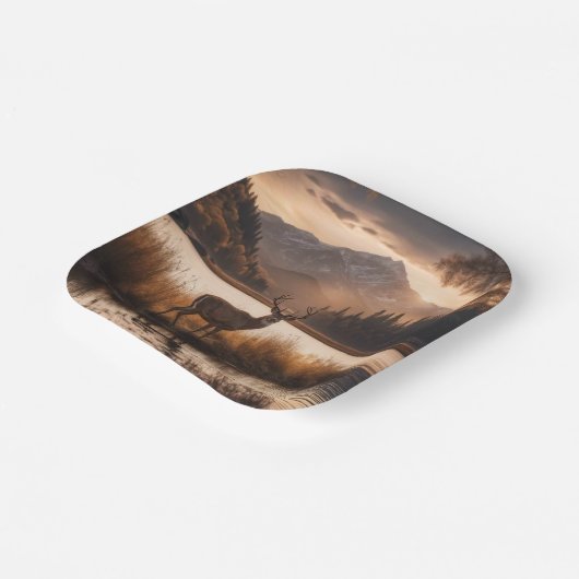 Assiettes En Carton Énorme cerf à cheval sur le lac Mountain (Angulaire)