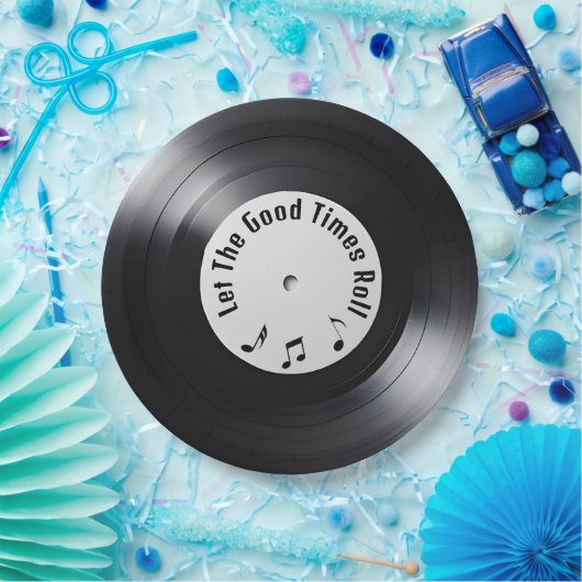 Assiettes En Carton Enregistrement noir vinyle retro (Fête)