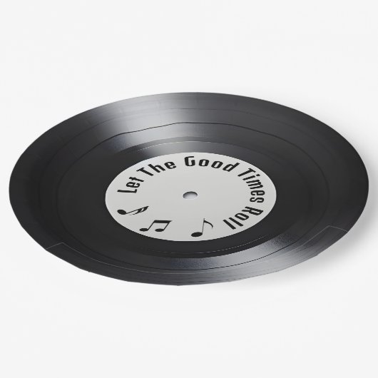 Assiettes En Carton Enregistrement noir vinyle retro (Angle)