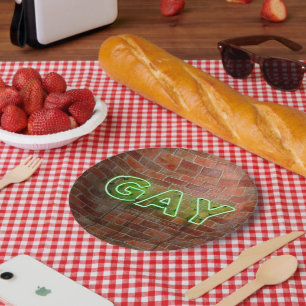 Assiettes En Carton Enseigne néon gay illuminée SlipperyJoe lumineuse