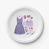 Assiettes En Carton Ensemble de mode Violet Lavande Féminin (Devant)