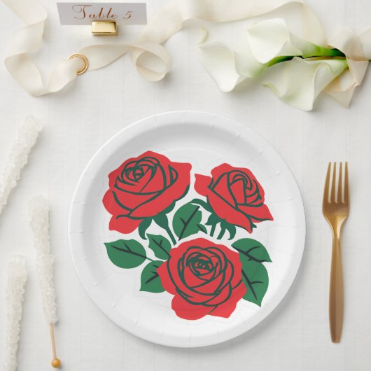 Assiettes En Carton Ensemble de Roses rouges Mariage officiel (Mariage)