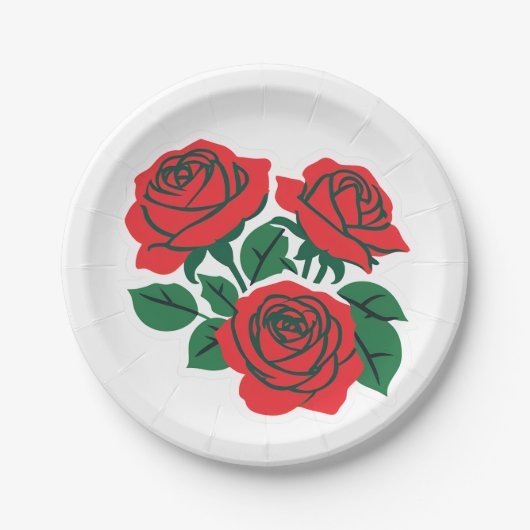Assiettes En Carton Ensemble de Roses rouges Mariage officiel (Devant)