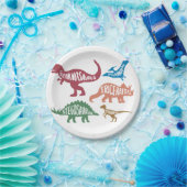 Assiettes En Carton Ensemble de silhouettes de différents dinosaures (Fête)