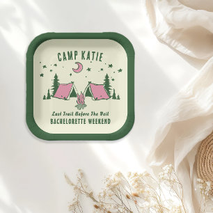 Assiettes En Carton Enterrement de vie de jeune fille en camping