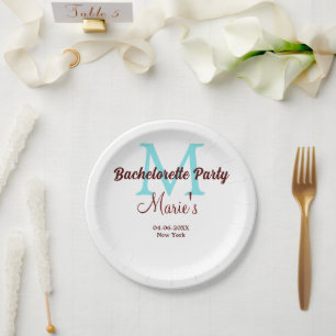 Assiettes En Carton enterrement de vie de jeune fille monogramme ajout