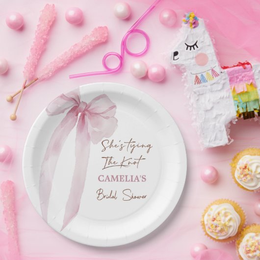 Assiettes En Carton Enterrement de vie de jeune fille Ruban Rose Elle (Fête)