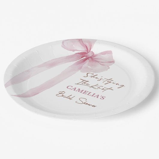 Assiettes En Carton Enterrement de vie de jeune fille Ruban Rose Elle (Angle)