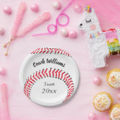 Assiettes En Carton Entraîneur de baseball Ajouter un nom Équipe et an (Fête)