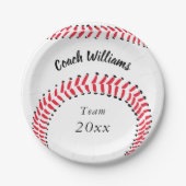 Assiettes En Carton Entraîneur de baseball Ajouter un nom Équipe et an (Devant)