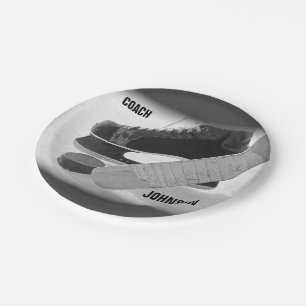 Assiettes En Carton Entraîneur de hockey sur glace Merci