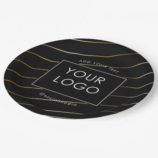Assiettes En Carton Entreprise en bande Logo d'entreprise Noir (Angle)