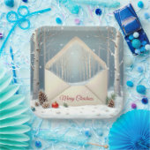 Assiettes En Carton Enveloppe Joyeuse de Noël avec bouleaux (Fête)