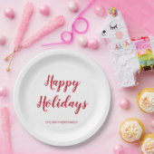Assiettes En Carton Épais Rouge moderne Script Joyeux vacances Noël (Fête)