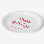 Assiettes En Carton Épais Rouge moderne Script Joyeux vacances Noël (Angle)