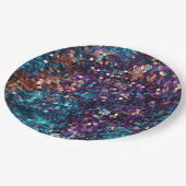 Assiettes En Carton Éperche de sirène en bronze violet Aqua Glam (Angle)