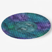 Assiettes En Carton Éperche turquoise de sirène pourpre Aqua (Angle)