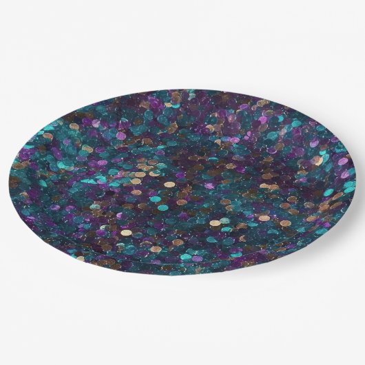 Assiettes En Carton Épersion de sirène d'or violet Aqua Glam (Angle)