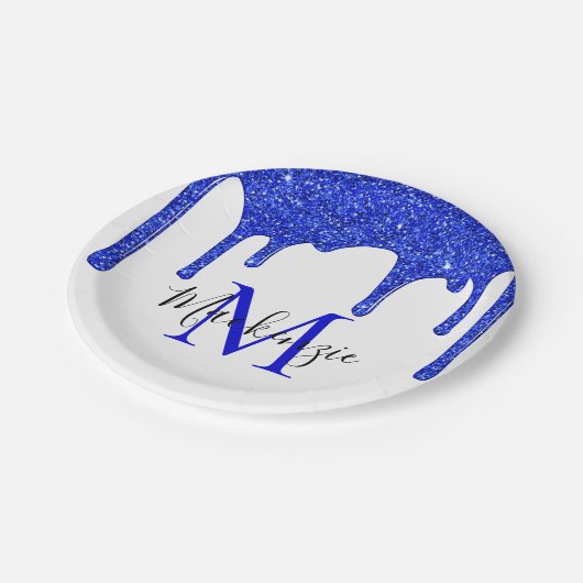 Assiettes En Carton Épersion Royal Blue Parties scintillant Drives Mon (Angle)