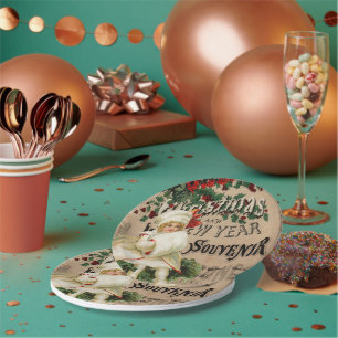 Assiettes En Carton Ephemera Noël Nouvel An Poster Souvenir
