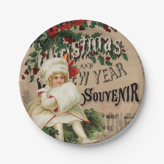 Assiettes En Carton Ephemera Noël Nouvel An Poster Souvenir (Devant)