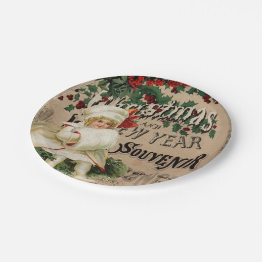 Assiettes En Carton Ephemera Noël Nouvel An Poster Souvenir (Angle)