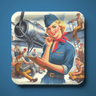 Assiettes En Carton Éphéméride d'avion vintage