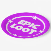 Assiettes En Carton Epic Loot Gamer Neon Purple Texte Slogan Plat Papi (Angle)