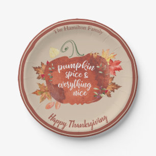 Assiettes En Carton Épice citrouille & Tout Nice Thanksgiving Brown