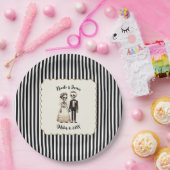 Assiettes En Carton Épouse de squelette de dessin + Mariage géant (Fête)