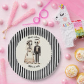 Assiettes En Carton Épouse de squelette de dessin + Mariage géant (Fête)